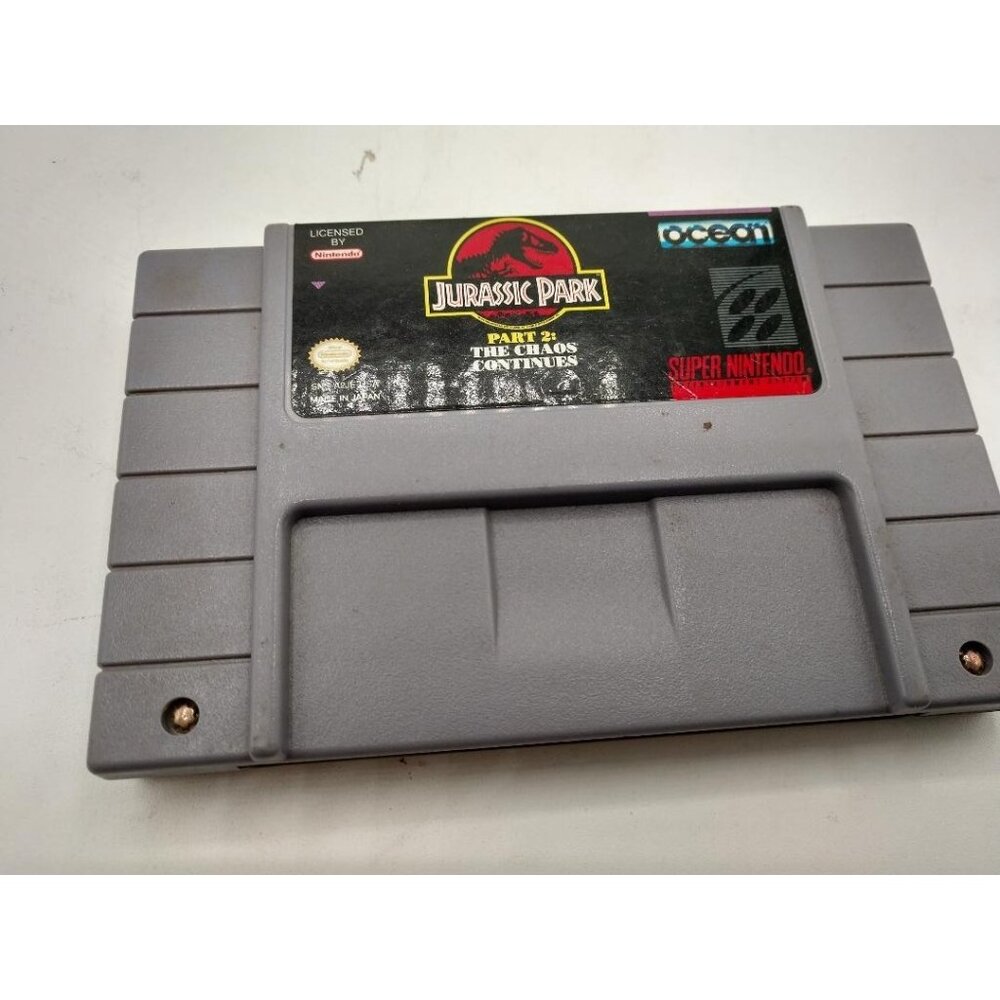 Jurassic Park Part 2 The Chaos Continues SNES Game Cartridge By Ocean Entertainm